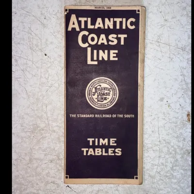 Sale Photo Thumbnail #136: March 1928 Atlantic Coast Line timetable brochure.
