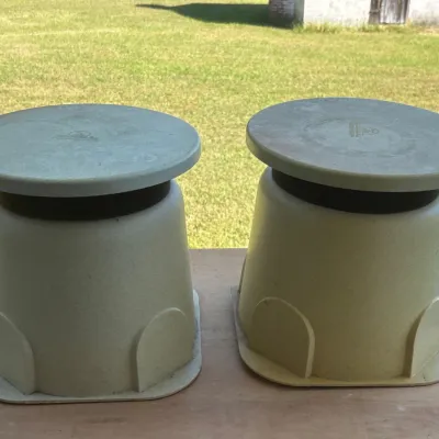 Sale Photo Thumbnail #113: Pair of vintage Ticino outdoor mushroom speakers