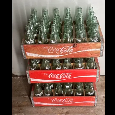 Sale Photo Thumbnail #115: Vintage Coca-Cola Wooden Crates with Glass Bottles