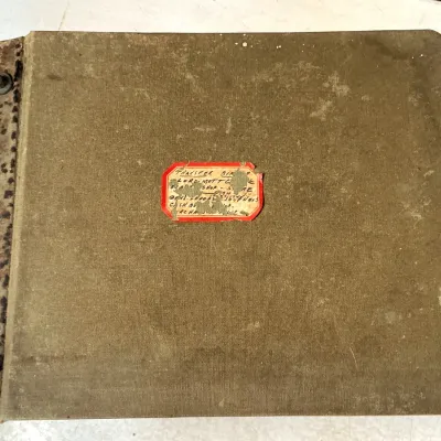 Sale Photo Thumbnail #128: Vintage cloth-bound transfer binder ledger