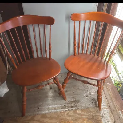 Sale Photo Thumbnail #123: Pair of wooden Windsor style chairs.