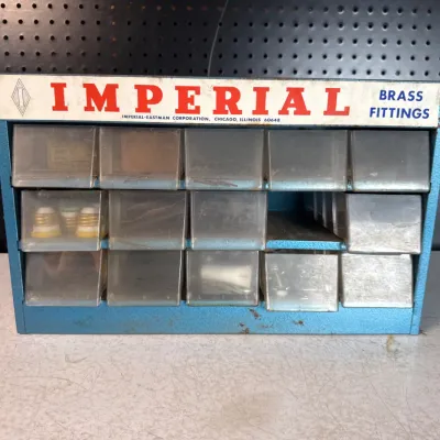 Sale Photo Thumbnail #155: Imperial Brass Fittings Metal Parts Cabinet