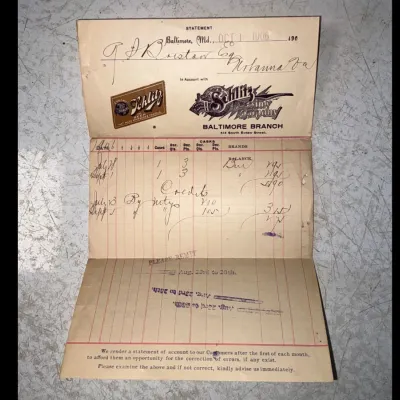 Sale Photo Thumbnail #135: Vintage 1906 Schlitz Brewing Company statement document