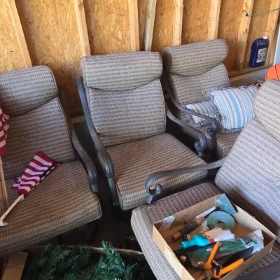 Sale Photo Thumbnail #30: Patio set - 4 swivel rocker chairs and table