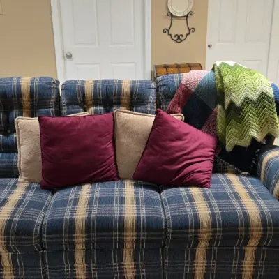 Sale Photo Thumbnail #4: Double recliner entertainment sofa with fold down table and drink holders