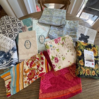Tablecloths - April Cornell, Maison d'Hermine, block print, vintage new old stock.  Many more not photographed to choose from.