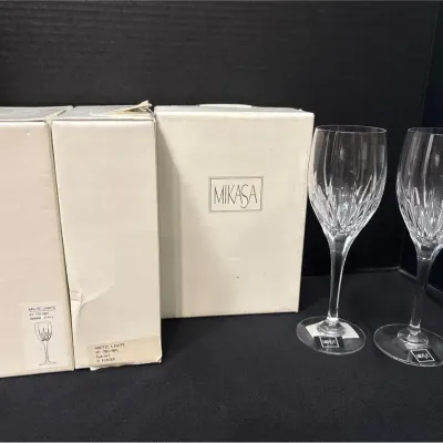 8 Mikasa Crystal Arctic Lights Goblets - Water / Wine Glasses, Original Boxes