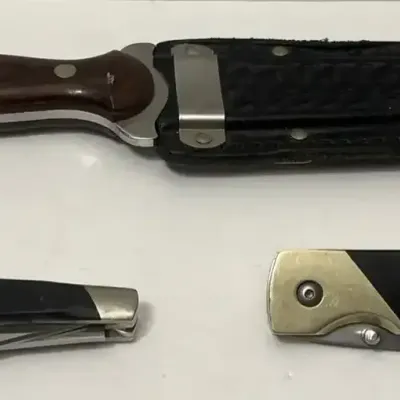 3 Knives - Western USA Fixed Blade, Buck 303 Pocket, Santa Fe Stoneworks Malachite