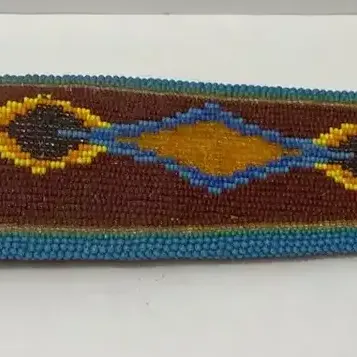 Phillip Patton Custom Fixed Blade Camp Knife With Geometric Seed Bead Sheath - Native American