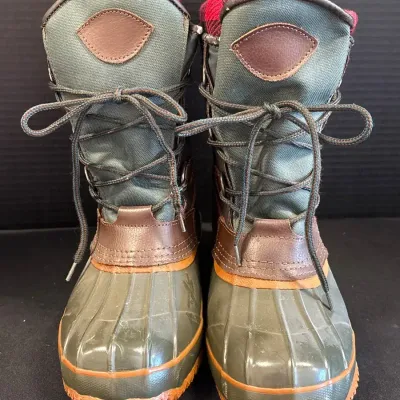 Thermolite Snow Boots - Size 9, Steel Shank, Duck, Green, Flannel Lined