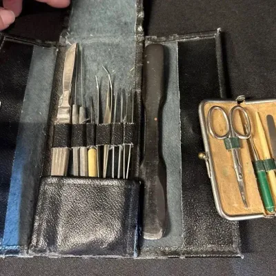 VTG Kits - Dissecting, Tri-Fold Leather Case + Manicure Set, Coin Purse Clasp