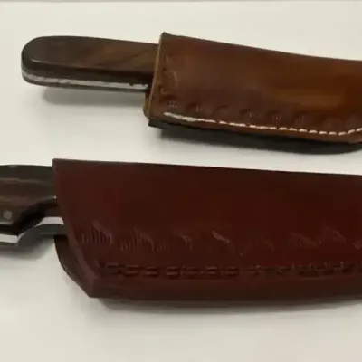 2 Vintage Knives With Sheaths - Bob Dill Estes Park Hunting Knife & Camping Knife
