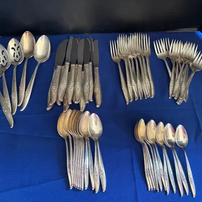 Vintage Nobility Plate Magic Moment Silverplate Flatware Set - Serving Spoons + Forks, Butter Knife