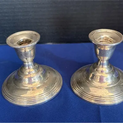 Vintage International Sterling Silver Weighted Candlesticks - Set of 2