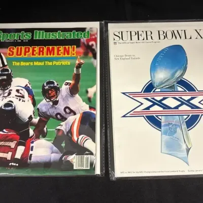Super Bowl XX Memorabilia - Football Program + Sports Illustrated 1986, Chicago Bears, Patriots NFL
