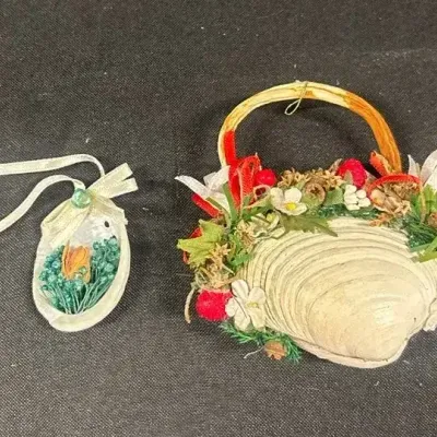 Handcrafted Shell Ornaments - Strawberries, Dried Flowers, Dainty 