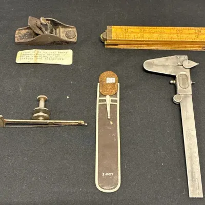 Vintage Carpentry Tools & Machinery Tools - Starrett, Ruler, Calipers, Block Plane, Test Indicator