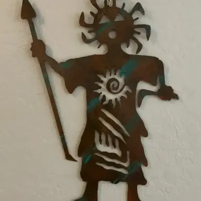 Petroglyph Ted Southwest Art Wall Decor - Large Decorative Piece, Steel, Copper Patina