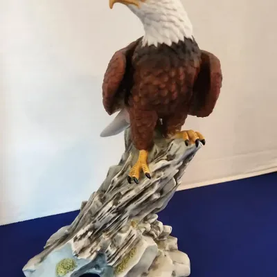 Crystal Cathedral Ministries Eagle Club Ceramic Eagle On Rocks Figure, 10" Tall