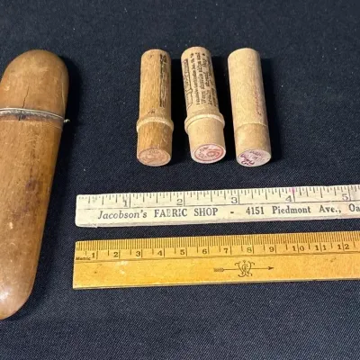 VTG Sewing Collectibles - Small Rulers, Wooden Boye Needle Company & Crowley Tubes, Etui, Needles
