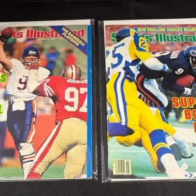 2 Sports Illustrated Magazines - Chicago Bears, Super Bowl, Oct 1985, Jan 1986, NFL Football