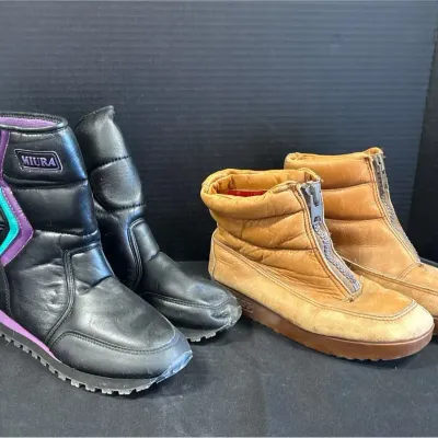 Winter Boots - Bass Quilted Boots, Sugarloafer, Tan + Miura Puffy Snow, Black