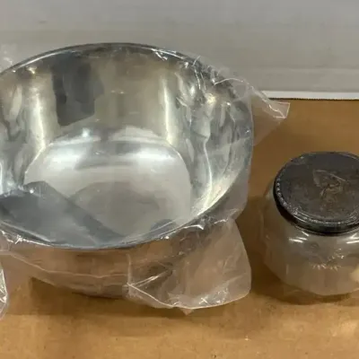 Silver Bowl & Jar - Paul Revere Silver Bowl, Glass Jar With Silver Lid