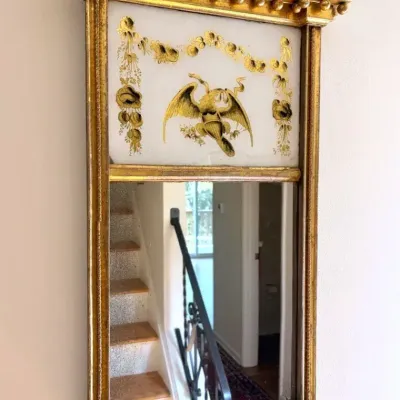 Federal-Style Gold Giltwood Architectural Mirror