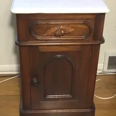 Marble-Topped Bedside Table