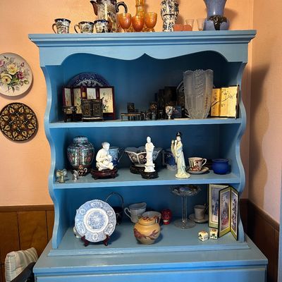 Sale Photo Thumbnail #33: Antique plates, figurines,  hand painted and hot chocolate set 