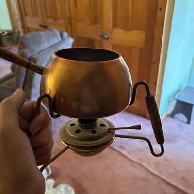 Sale Photo Thumbnail #32: Antique copper warmer/fondue 