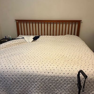 Sale Photo Thumbnail #16: King size headboard, frame mattress and boxspring. Linens as well 