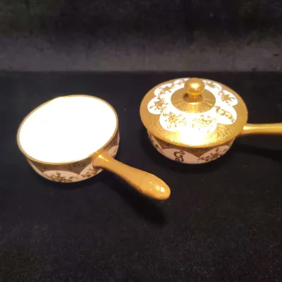 Pair Antique Mintons Gilt Porcelain Silent Butlers  Tiffany & Co. & Davis Collamore Pattern H1619