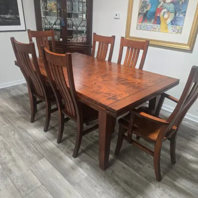 Beautiful Handcrafted Louisiana Hardwood Dining Set — Table & 6 Chairs 