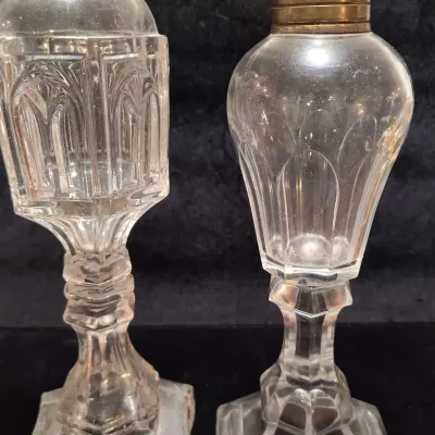 19th-Century Boston & Sandwich Pressed Glass Whale Oil Lamps