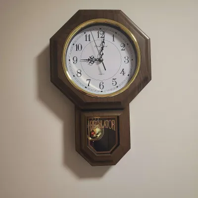 Timekeeper "Essex" Faux Wood Silent Quartz Pendulum Wall Clock - Model 180WAGM