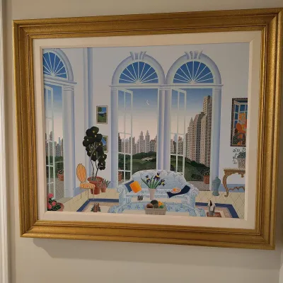 Thomas McKnight "Columbus Circle" Signed Deluxe Canvas Serigraph 35/100 - Framed