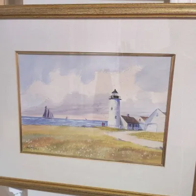 Val McGann Signed Original Coastal Landscape Watercolor – "Pemaquid Light, Maine"