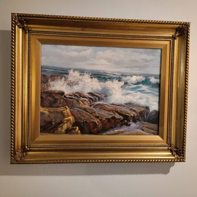 Val McGann Signed Original Oil Painting, Maine Seascape