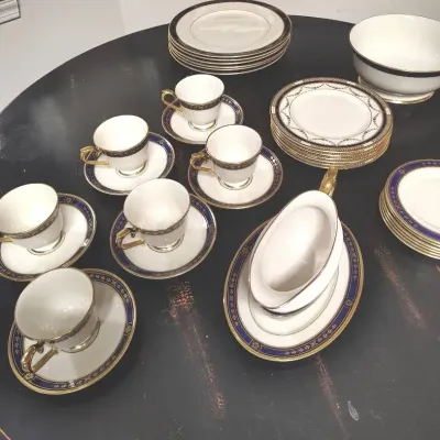 Vintage Lenox Ambassador Collection "Winslow Castle" Bone China Partial Dinnerware Service - Cobalt 