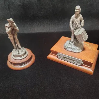 Vintage Chilmark Civil War Pewter Miniatures by F.J. Barnum – "Johnny Reb" & "Spirit of Giving"