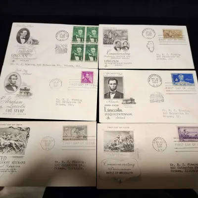 Vintage U.S. First Day Cover Collection - Lot of 11 Mid-Century Philatelic Covers, Lincoln Series,