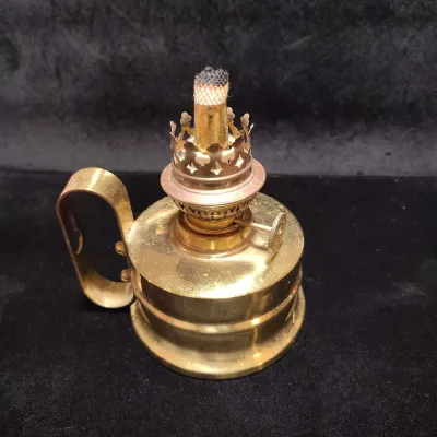 Vintage Solid Brass Finger Cabin Oil Lamp – Made in Wales, UK – No Chimney