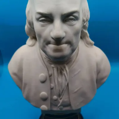Authentic 1914 French Sèvres Biscuit Porcelain Bust of Benjamin Franklin (Houdon Model)