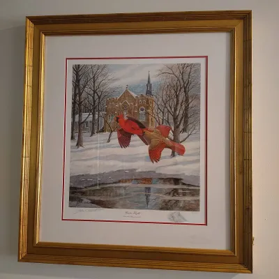 John A. Ruthven Signed Giclée Print "Winter Flight, Cardinals" - Low Number 1/250