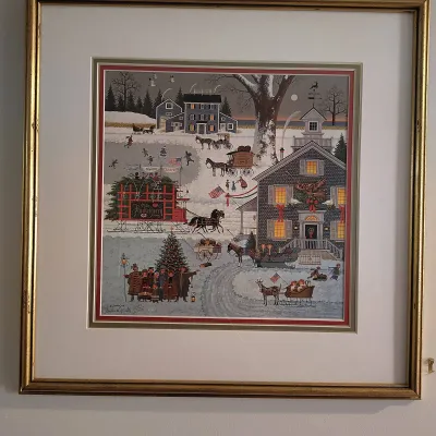 Charles Wysocki Signed Limited Edition Print "Cape Cod Christmas" 177/2000 Framed