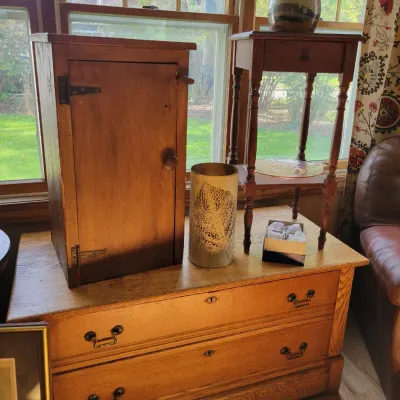 Sale Photo Thumbnail #43: Wooden 2 drawer Coffee Table, One door cabinet and small one drawer table