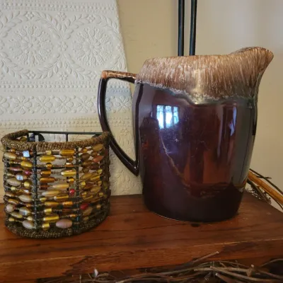 Sale Photo Thumbnail #12: Decorative brown pitcher 
