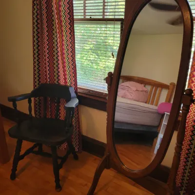 Sale Photo Thumbnail #66: Black Chair and Floor Mirror 