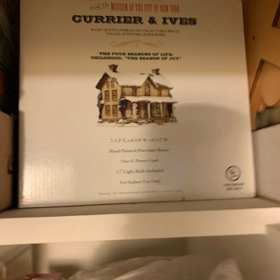 Sale Photo Thumbnail #103: Boxed Currier & Ives hand-crafted porcelain collectible house from The Museum of the City of New York, titled "The Four Seasons of Life: Childhood, 'The Season of Joy'".